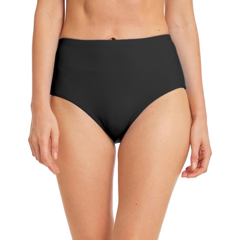 Micosuza Womens Swim Bottom High Waist Retro Full Coverage Bikini Brief Black 12